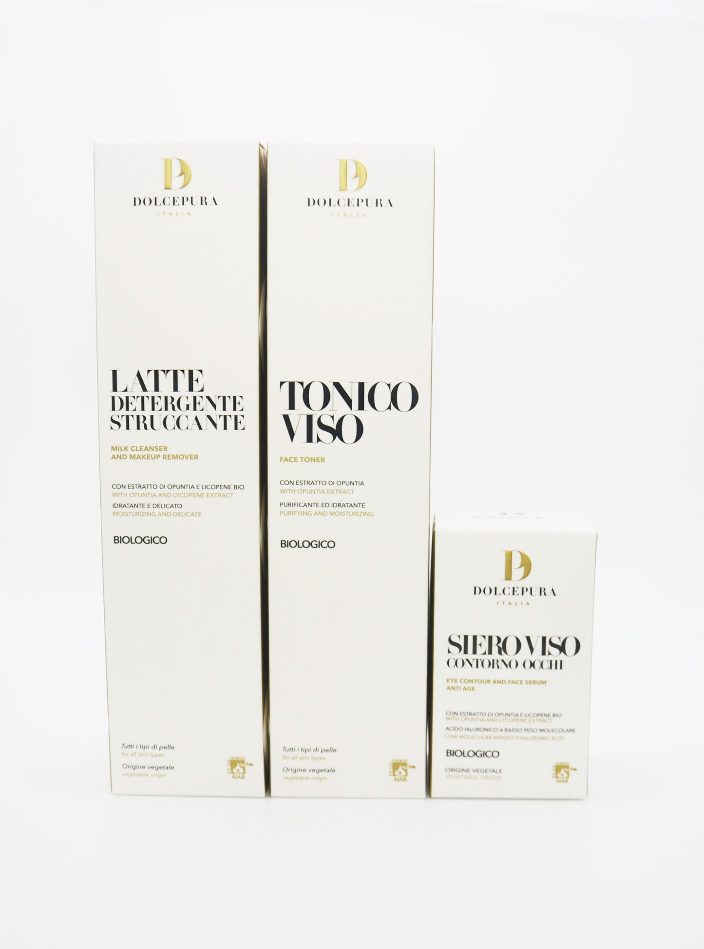 FAȚĂ/OCHI set "FRESCA E LEGGERA" - Lapte demachiant, Tonic și Ser - cu Opuntia și licopen organic certificat artizanal. Produse made in Italy.
