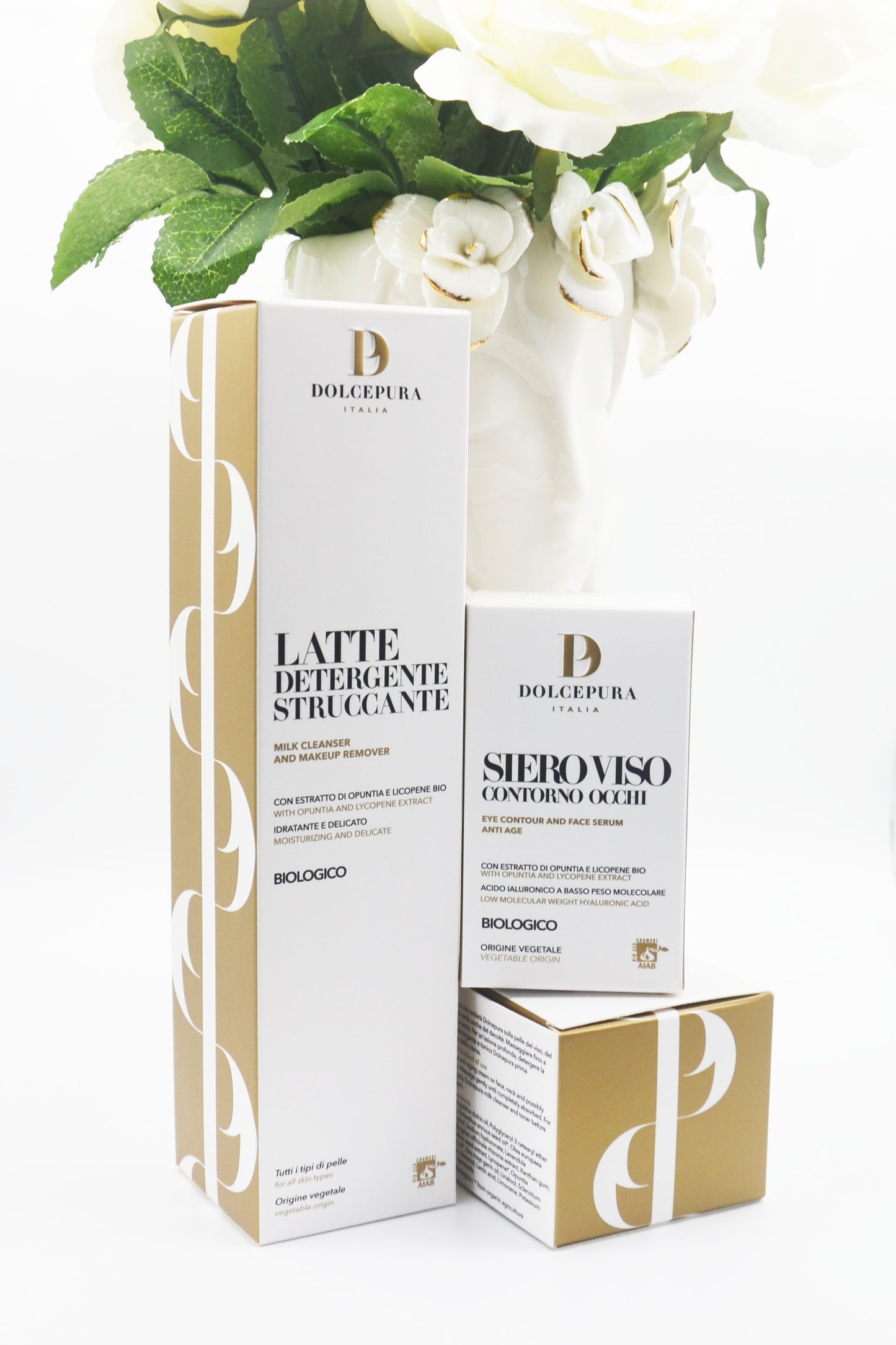 GESICHT, AUGEN, HÄNDE "TRIUSO" Set Reinigungs milch, Serum (aus kleiner italienischer biologischer Produktion)